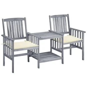 Gartenstühle mit kleinem Tisch und Kissen aus massivem Akazienholz von vidaXL, Gartensets - Ref: Foro24-3061304, Preis: 161,9...