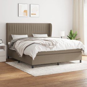 Cama box spring con colchón tela gris taupe 160x200 cm en Camas y somieres | Comprar online en Foro24