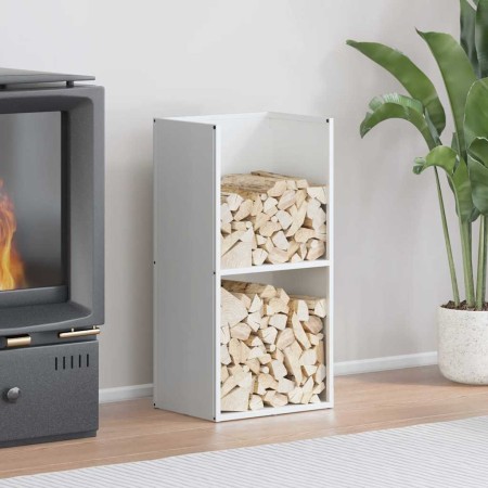 Weißer Holzstapel 40x30x80 cm Kaltgewalzter Stahl von , Brennholztaschen und -halter - Ref: Foro24-864188, Preis: 82,21 €, Ra...