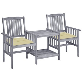 Garden chairs with a small table and solid acacia wood cushions. by vidaXL, Garden sets - Ref: Foro24-3061319, Price: 163,65 ...