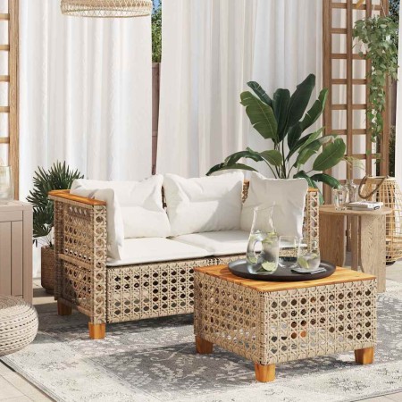 Gartenecksofas mit 2 Kissen aus synthetischem Rattan in Beige. von , Outdoor-Sofas - Ref: Foro24-365937, Preis: 195,17 €, Rab...