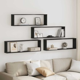 Estantes cúbicos de pared 4 uds roble negro 100x15x30 cm de , Estantes y estanterías - Ref: Foro24-862059, Precio: 65,64 €, D...