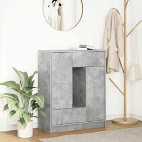 Aparador con cajones y puertas gris hormigón 73x31x90 cm