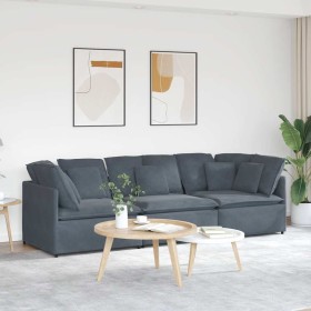 Sofá modular con cojines terciopelo gris oscuro de , Sofás - Ref: Foro24-3321280, Precio: 551,94 €