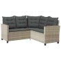 Sofá jardín forma de L con mesa y cojines ratán PE gris claro von , Outdoor-Sofas - Ref: Foro24-4103877, Preis: 310,76 €, Rab...