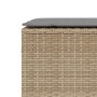 Banco de jardín con cojín beige110x30x40,5 cm ratán sintético