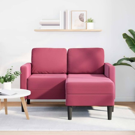 Sofá de 2 plazas con chaise longue en forma L rojo vino 125 cm de , Sofás - Ref: Foro24-4107072, Precio: 216,53 €
