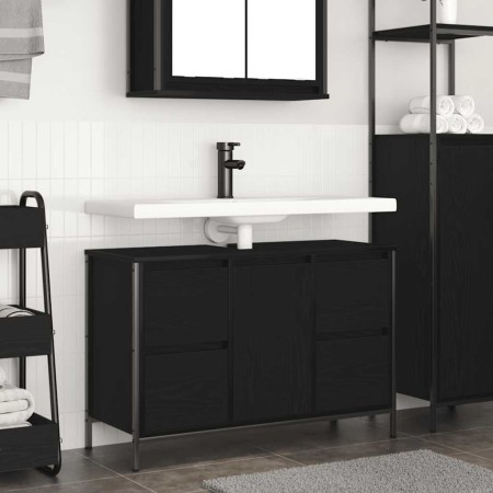 Bathroom vanity unit with black oak drawers 90x34.5x60 cm by , bathroom vanities - Ref: Foro24-861887, Price: 103,21 €, Disco...
