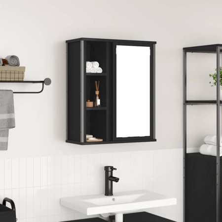 Mueble de baño de pared con espejo roble negro 50x21x60 cm de , Tocadores de baño - Ref: Foro24-861902, Precio: 66,50 €, Desc...
