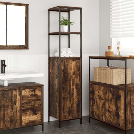 Mueble de baño con estantes roble ahumado 36x35x165 cm by , bathroom vanities - Ref: Foro24-861909, Price: 72,09 €, Discount: %