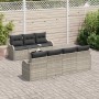 Conjunto de sofá de jardín 8 pcs Gris claro 55 x 55 x 37 cm
