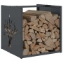 Anthrazit-Holzofen 40x40x40 cm aus kaltgewalztem Stahl von , Brennholztaschen und -halter - Ref: Foro24-864245, Preis: 49,84 ...