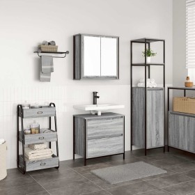 Bathroom furniture set 2 pieces gray Sonoma plywood by , Bathroom furniture - Ref: Foro24-3328367, Price: 126,95 €, Discount: %