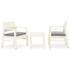 3-piece garden furniture set with white plastic cushions by vidaXL, Garden sets - Ref: Foro24-315854, Price: 128,54 €, Discou...