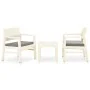 3-teiliges Gartenmöbel-Set mit weißen Kunststoffkissen von vidaXL, Gartensets - Ref: Foro24-315854, Preis: 128,54 €, Rabatt: %