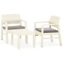 3-teiliges Gartenmöbel-Set mit weißen Kunststoffkissen von vidaXL, Gartensets - Ref: Foro24-315854, Preis: 128,54 €, Rabatt: %