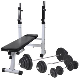 Banco ejercicios con soporte pesas, pesas y mancuernas 120 kg de , Máquinas de levantamiento de pesas - Ref: Foro24-275375, P...