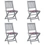 Faltbare Gartenstühle, 4 Stück Massivholz Akazie und Kissen von , Gartenstühle - Ref: Foro24-3064576, Preis: 205,41 €, Rabatt: %