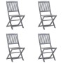 Faltbare Gartenstühle, 4 Stück Massivholz Akazie und Kissen von , Gartenstühle - Ref: Foro24-3064576, Preis: 205,41 €, Rabatt: %