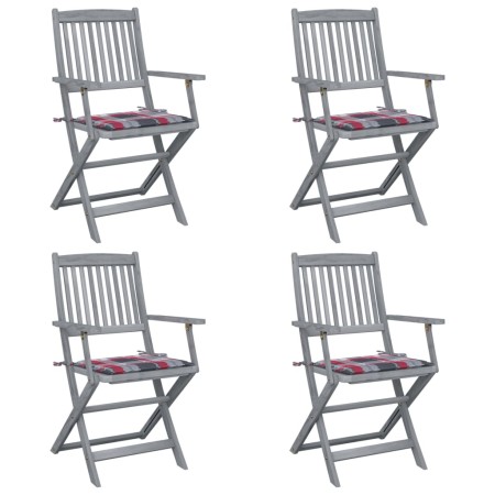 Faltbare Gartenstühle, 4 Stück Massivholz Akazie und Kissen von , Gartenstühle - Ref: Foro24-3064522, Preis: 188,71 €, Rabatt: %
