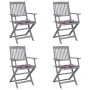 Faltbare Gartenstühle, 4 Stück Massivholz Akazie und Kissen von , Gartenstühle - Ref: Foro24-3064522, Preis: 188,71 €, Rabatt: %