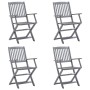 Faltbare Gartenstühle, 4 Stück Massivholz Akazie und Kissen von , Gartenstühle - Ref: Foro24-3064522, Preis: 188,71 €, Rabatt: %
