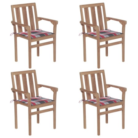 Stapelbare Gartenstühle, 4 Stück Massivholz Teak mit Kissen. von , Gartenstühle - Ref: Foro24-3073392, Preis: 503,60 €, Rabat...