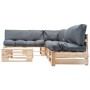 Gartenmöbel aus Paletten mit grauen Kissen, 4-teilig, Holz von , Gartensets - Ref: Foro24-277488, Preis: 465,52 €, Rabatt: %