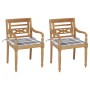 Batavia Stühle, 2 Stück massives Teakholz mit grau karierten Kissen. von , Gartenstühle - Ref: Foro24-3062141, Preis: 251,91 ...