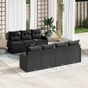 Conjunto de sofá de jardín 8 pcs Negro 55 x 55 x 37 cm