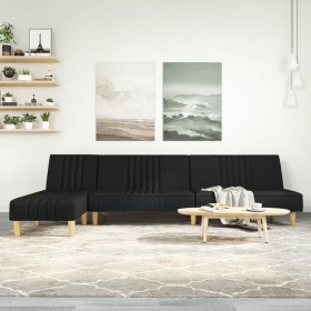 Sofá cama en forma de L tela negro 255x140x70 cm de , Sofás - Ref: Foro24-3157237, Precio: 377,75 €, Descuento: %