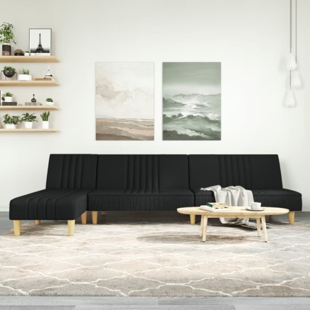 Schlafsofa in L-Form, schwarzer Stoff, 255x140x70 cm. von , Sofas - Ref: Foro24-3157237, Preis: 377,75 €, Rabatt: %