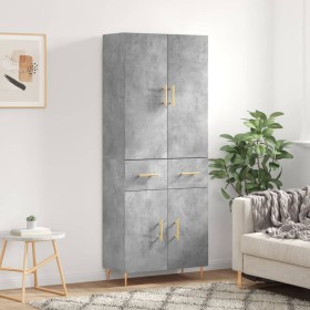 Tall plywood gray concrete sideboard 69.5x34x180 cm by , Sideboards - Ref: Foro24-3198141, Price: 156,43 €, Discount: %