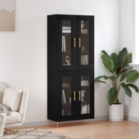 Aparador alto madera contrachapada negro 69,5x34x180 cm de , Aparadores - Ref: Foro24-3198266, Precio: 179,46 €, Descuento: %