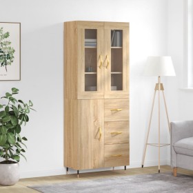Tall plywood oak-colored highboard 69.5x34x180 cm by , Sideboards - Ref: Foro24-3198452, Price: 173,13 €, Discount: %