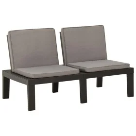 Banco de jardín con cojines plástico gris by vidaXL, garden benches - Ref: Foro24-315849, Price: 125,80 €, Discount: %