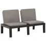 Banco de jardín con cojines plástico gris de vidaXL, Bancos de jardín - Ref: Foro24-315849, Precio: 135,90 €, Descuento: %