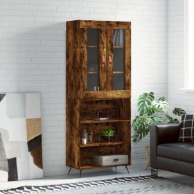 Tall smoked oak plywood highboard 69.5x34x180 cm by , Sideboards - Ref: Foro24-3198702, Price: 123,07 €, Discount: %
