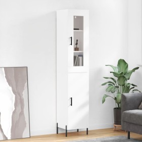 Aparador alto madera contrachapada blanco brillo 34,5x34x180 cm de , Aparadores - Ref: Foro24-3199179, Precio: 119,35 €, Desc...