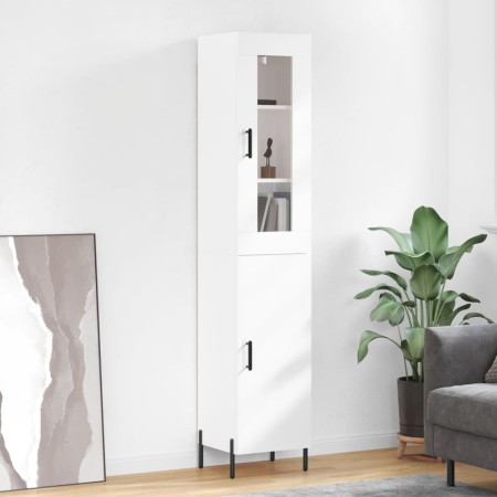 Hoher Schrank aus glänzend weißem Sperrholz 34,5x34x180 cm. von , Sideboards - Ref: Foro24-3199179, Preis: 119,35 €, Rabatt: %