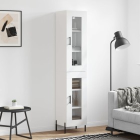 Hoher Schrank aus glänzend weißem Sperrholz 34,5x34x180 cm. von , Sideboards - Ref: Foro24-3199435, Preis: 117,96 €, Rabatt: %