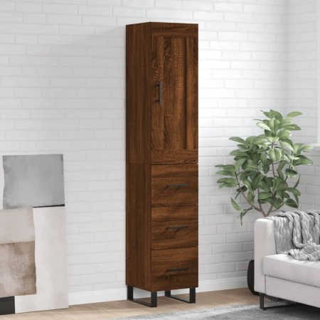 Tall oak brown plywood highboard 34.5x34x180 cm by , Sideboards - Ref: Foro24-3200224, Price: 121,81 €, Discount: %