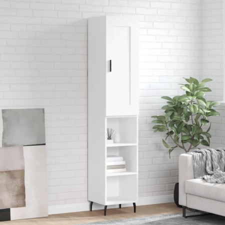 Aparador alto madera contrachapada blanco 34,5x34x180 cm de , Aparadores - Ref: Foro24-3200337, Precio: 98,75 €, Descuento: %