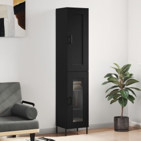 Aparador de madera contrachapada negro 34,5x34x180 cm de , Aparadores - Ref: Foro24-3200394, Precio: 110,13 €, Descuento: %
