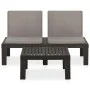 Set de muebles de jardín 2 piezas con cojines plástico gris de vidaXL, Conjuntos de jardín - Ref: Foro24-315853, Precio: 139,...