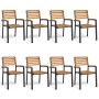 Stackable garden chairs 8 units solid acacia wood and metal by , Garden chairs - Ref: Foro24-3155427, Price: 698,16 €, Discou...