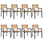 Stackable garden chairs 8 units solid acacia wood and metal by , Garden chairs - Ref: Foro24-3155427, Price: 698,16 €, Discou...