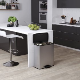 Curver Doppelpedal-Abfalleimer Deco Silber 26L+26L von , Recyclingbehälter - Ref: Foro24-442067, Preis: 88,79 €, Rabatt: %