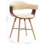 Esszimmerstühle, 2 Stück, aus Kunstleder und gebogener Holzstruktur in Cremefarbe. von , Essstühle - Ref: Foro24-283139, Prei...