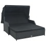 Tumbona para 2 personas con toldo ratán sintético negro de , Camas para exteriores - Ref: Foro24-47443, Precio: 598,67 €, Des...